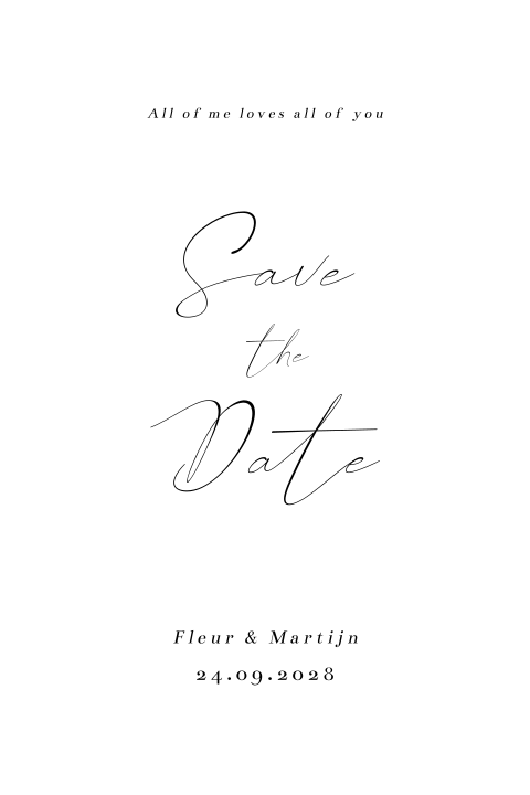 Save the date bruiloft chique zwart wit