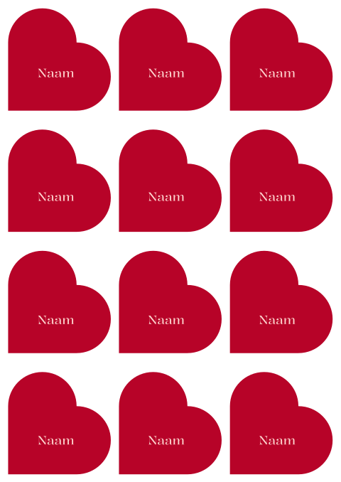 Naamkaartjes bruiloft hartje rood