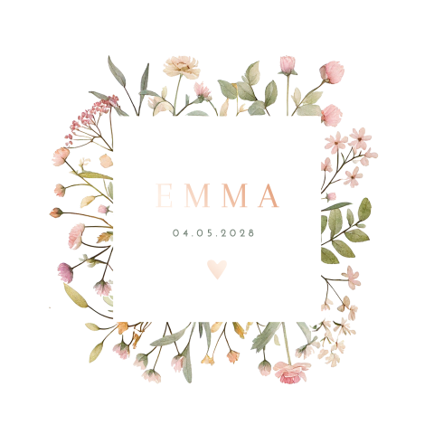 Geboortekaartje meisje romantisch bloemen pastel