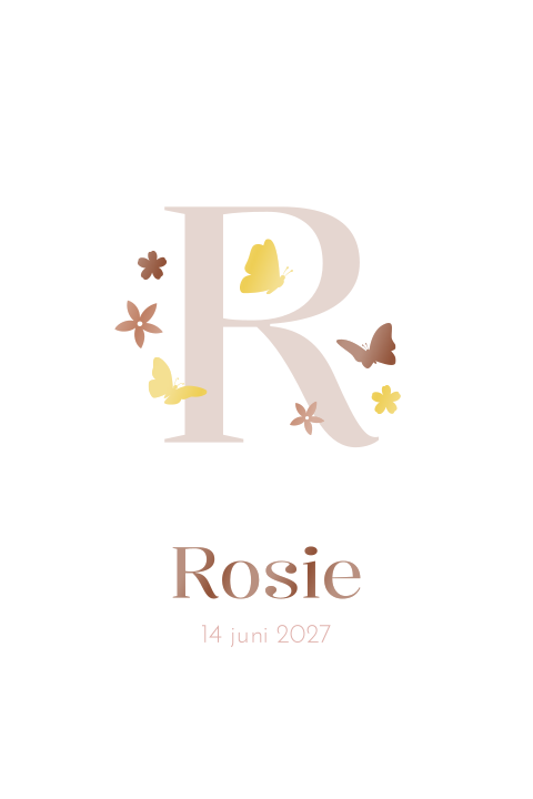 Geboortekaartje meisje golf vlinder bloem