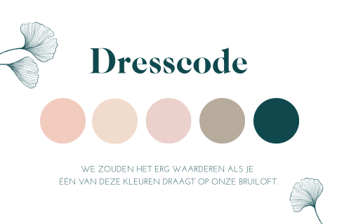 Dresscode bruiloft kleurenthema bolletjes ginkgo