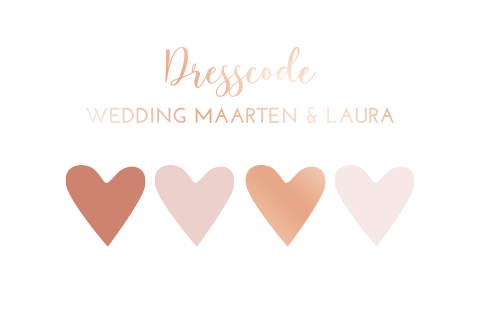 Dresscode kaartje bruiloft hartjes rosefolie romantisch