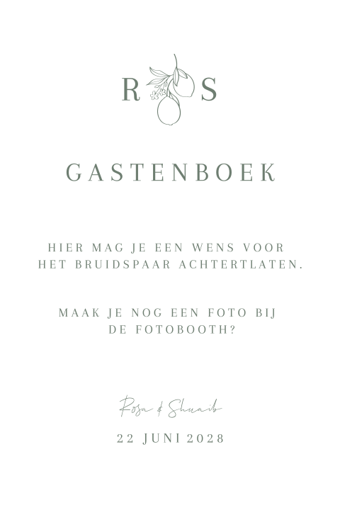 Kaart bij gastenboek - Italian vibes