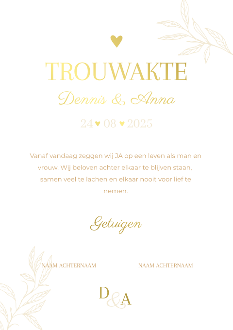 Trouwakte bruiloft Classic Love