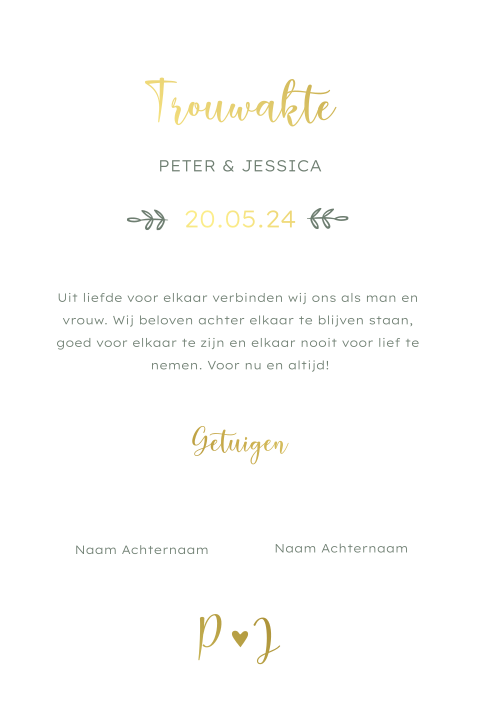 Trouwakte bruiloft ceremonie Shining Love