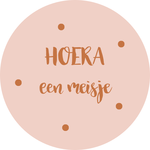 Sluitsticker geboortekaartje Maen roze stip