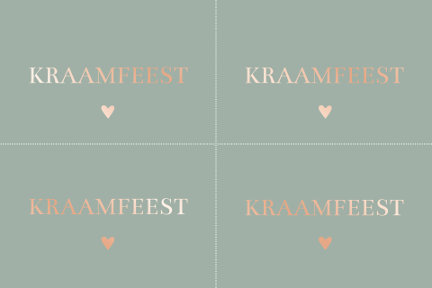 Kraamfeest kaartje rosefolie geboortekaart DIY labels 4 stuks