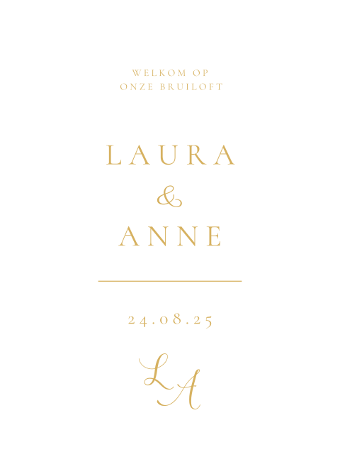 Welkomstbord bruiloft klassiek goud