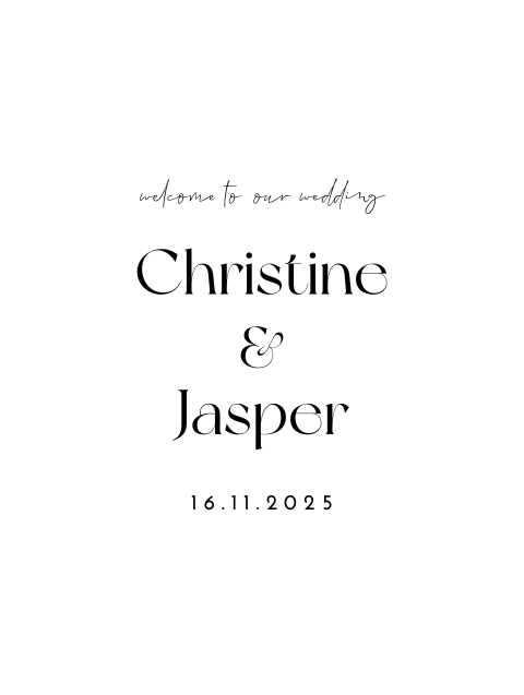 Welkomstbord bruiloft stans golf klassiek wit