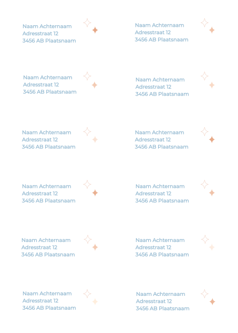 Adresstickers trouwkaart recht Lovely Peach