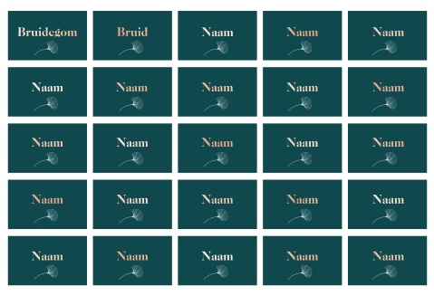 Naamkaartjes donkergroen rosefolie - 25 stuks 8x5 cm