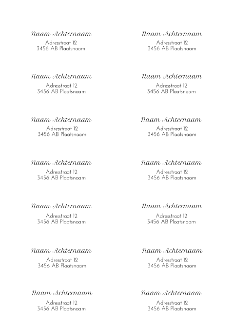 Adresstickers trouwkaart rond Endless Chic