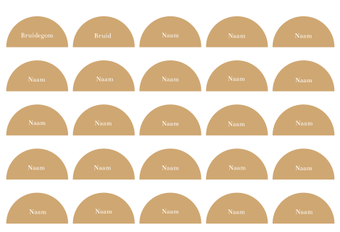 Naamkaartjes bruiloft okergeel klassiek beige - 25 stuks 8x4 cm
