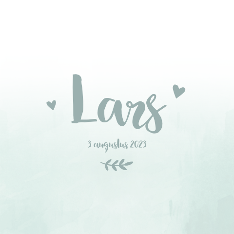 Geboortekaartje jongen watercolor met hartjes en takjes