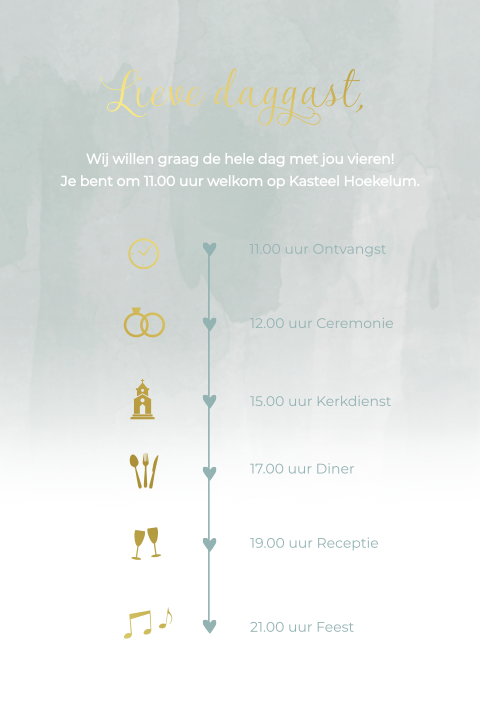 Pocketfold inlegkaart daggast programma watercolor goudfolie