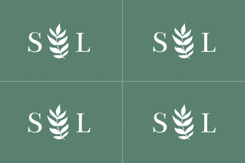 Trouwkaart label donkergroen botanisch takje