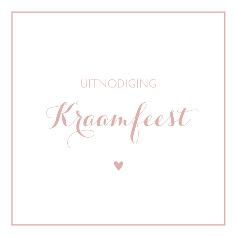 Kraamfeest uitnodiging Cato klassiek wit roze hartje