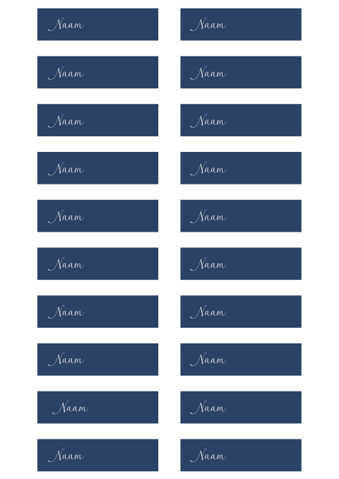 Naamkaartjes bruiloft labels blauw sierlijk