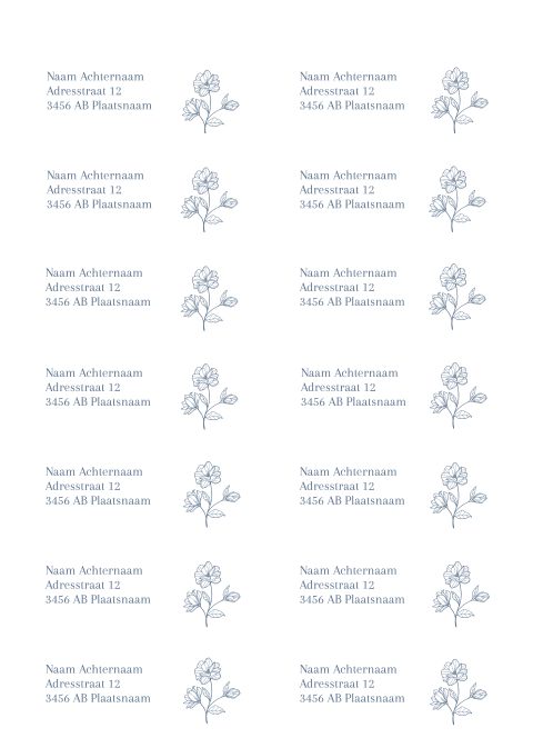 Adresstickers trouwkaart rond Elegant Bloom