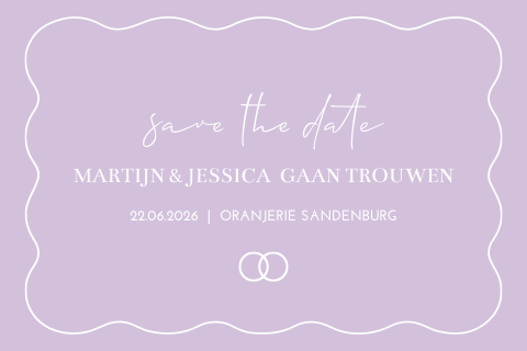 Save the date kaart lila modern golf