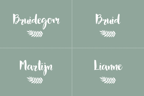 Naamkaartjes groen botanische stijl met witte takjes