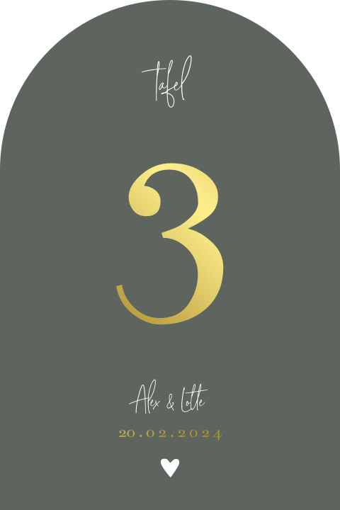 Tafelnummer kaart bruiloft boogvorm Modern Green