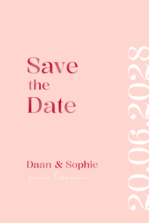 Save the date modern roze rood