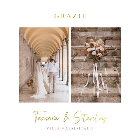 Bedankkaart bruiloft foto italian boho