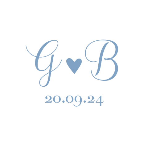 Sluitsticker trouwkaart Gijsbert & Brenda wit korenblauw initialen