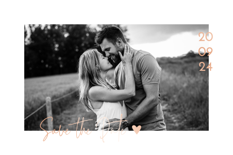 Save the date kaart met foto en rosefolie