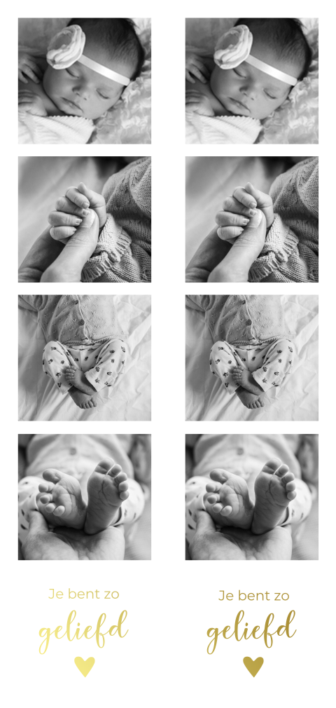DIY fotostrip 4 foto's met goudfolie