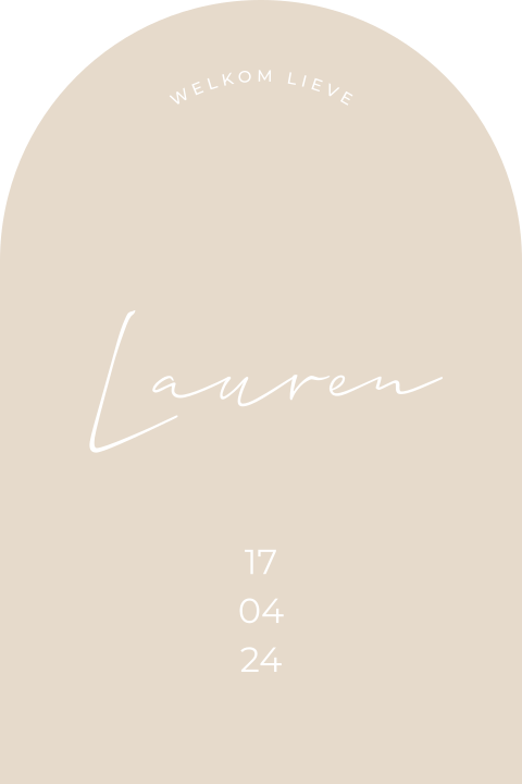 Geboortekaartje boog vorm neutraal