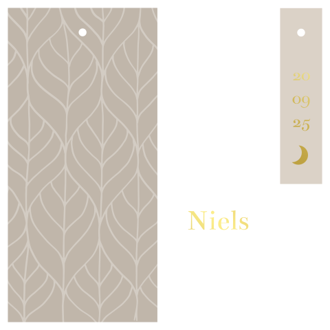 Geboortekaartje stapelkaart labels botanisch neutraal