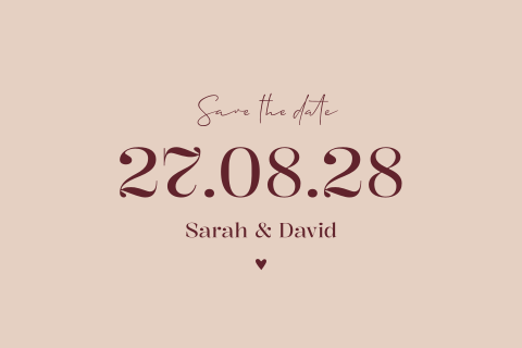 Save the date kaart bruiloft peach burgundy modern