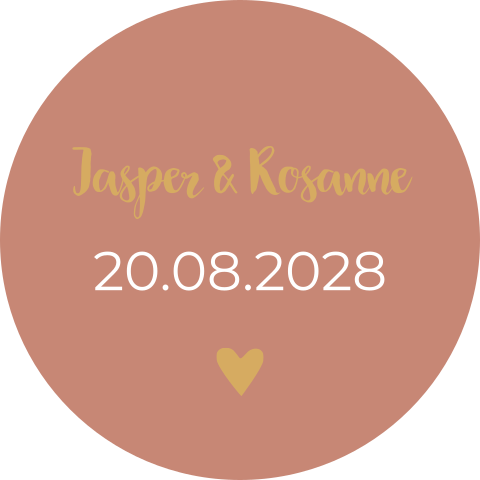 Sluitsticker trouwkaart roest rood Jasper & Rosanne modern