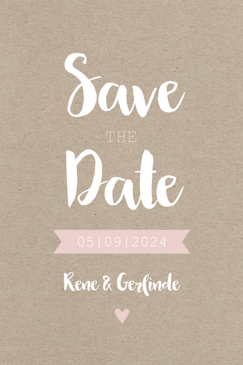 Save the Date kaart met kraft achtergrond