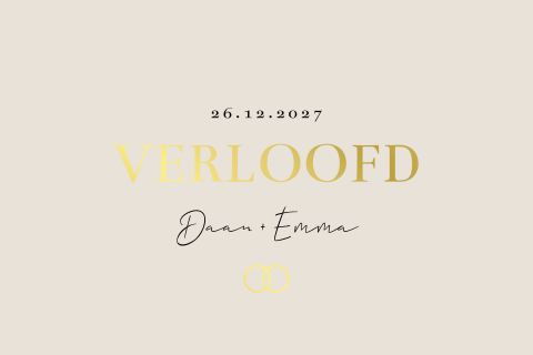 verlovingskaart beige goudfolie klassiek