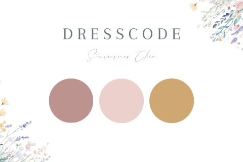 Dresscode kaartje met kleuren Blooming Love