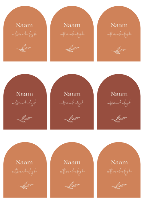 Naamkaartjes bruiloft autumn chique boogvorm