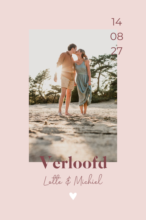 Verlovingskaart modern roze rood foto