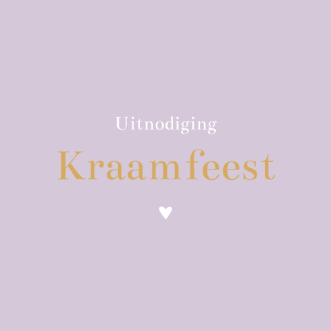 Kraamfeest uitnodiging Philou lila hartje bloem