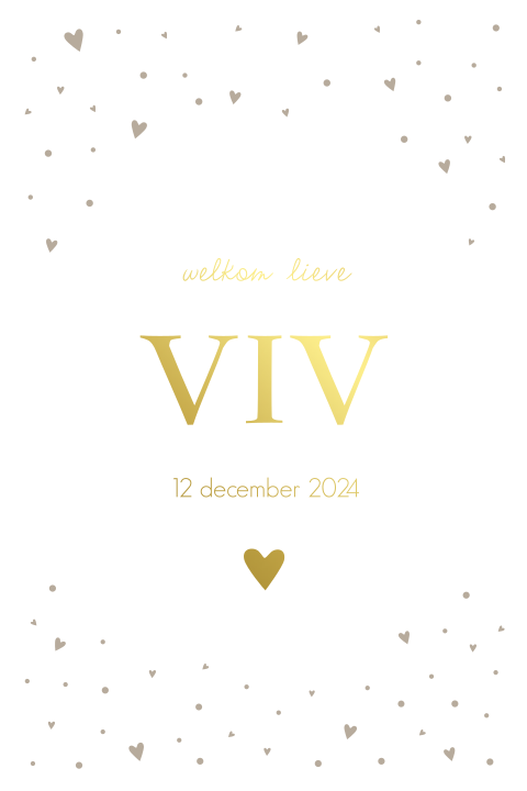 Geboortekaartje Viv neutraal en goudfolie
