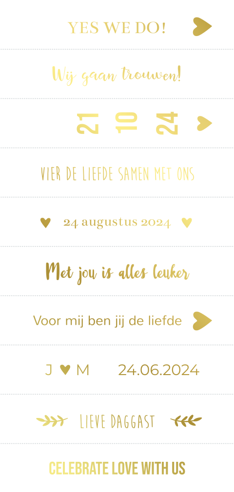 DIY labels 10 stuks met goudfolie trouwen