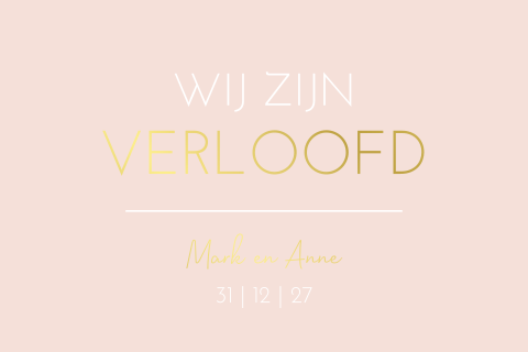 Verlovingskaart lichtroze goudfolie modern