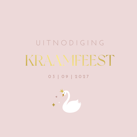 Kraamfeest uitnodiging Sophia roze zwaan