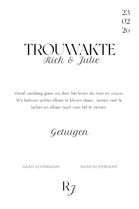 Trouwakte bruiloft ceremonie Endless Chic