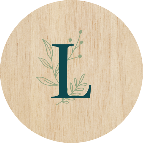 Sluitsticker geboortekaartje Leon hout letter