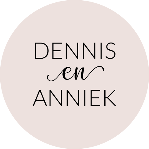 Sluitsticker trouwkaart Dennis & Anniek lichtroze modern