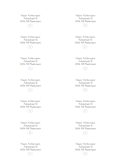 Adresstickers trouwkaart Lovely Lila