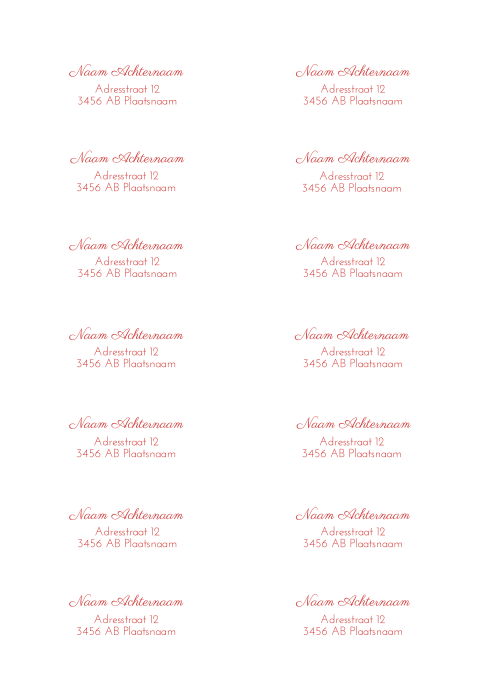 Adresstickers trouwkaart Loving Red